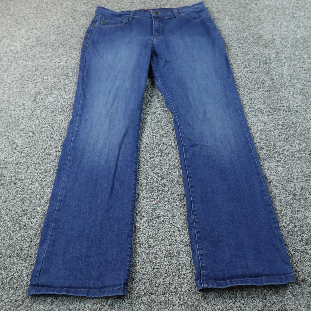 NYDJ Jeans Womens 14P Dark Blue Denim Pants High Rise Straight Comfort Stretch
